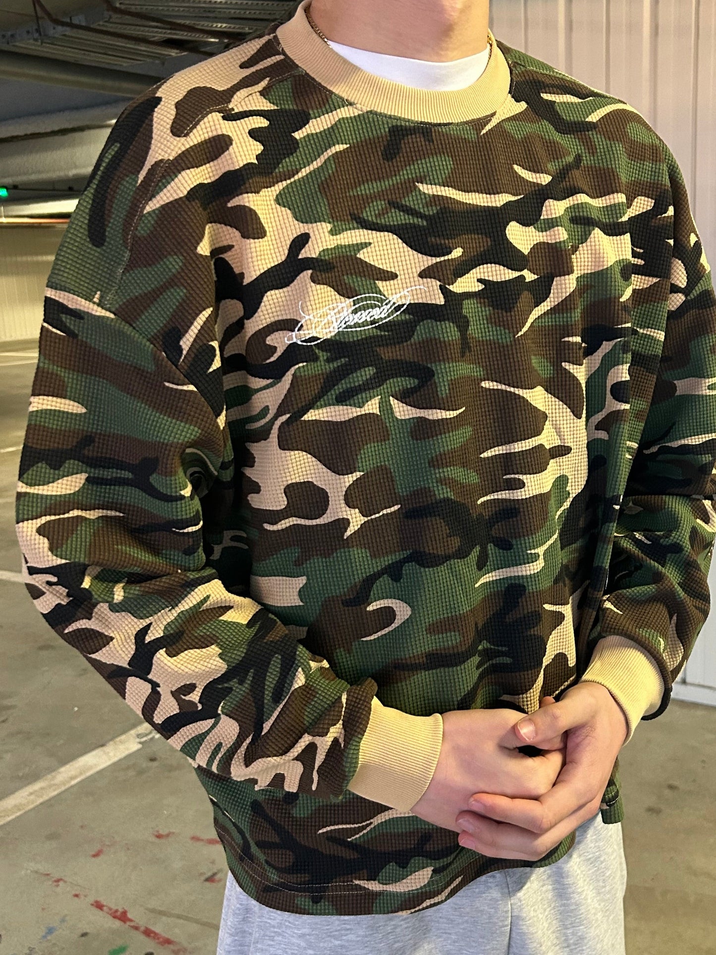 BLESSED SCRIPT WAFFLE KNIT