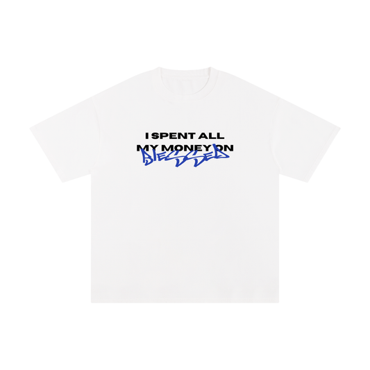 "SPENT ON BLESSED" WHITE/BLUE TEE